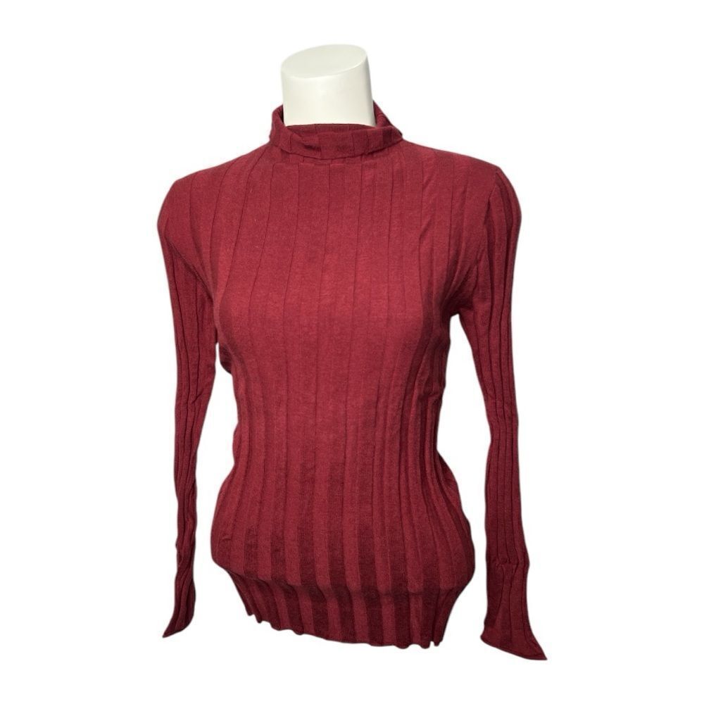 J Crew 365 Red Burgundy Ribbed Turtleneck Fitted Top Sz Medium NEW